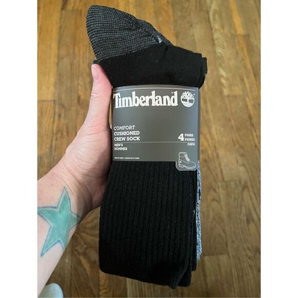 Timberland Comfort Cushioned Crew Socks 4 Pack - Picture 1 of 5